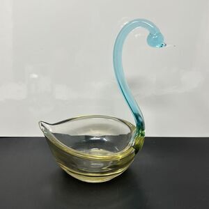 Hand blown glass swan dish